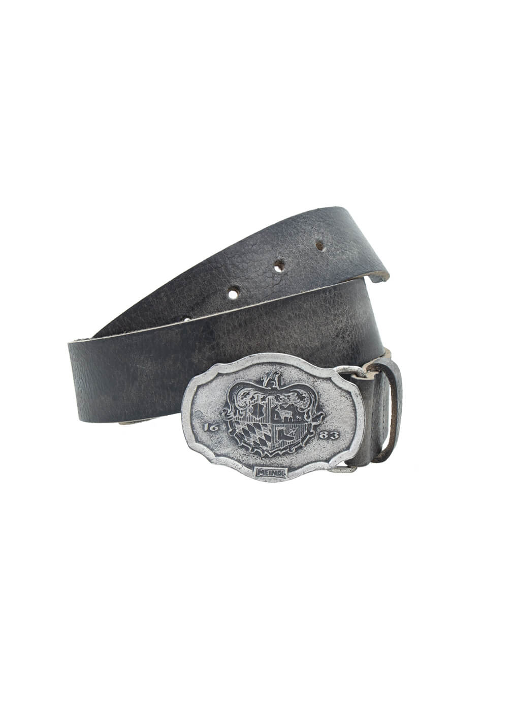 Leather Belt “Sonnblick”, old silver black