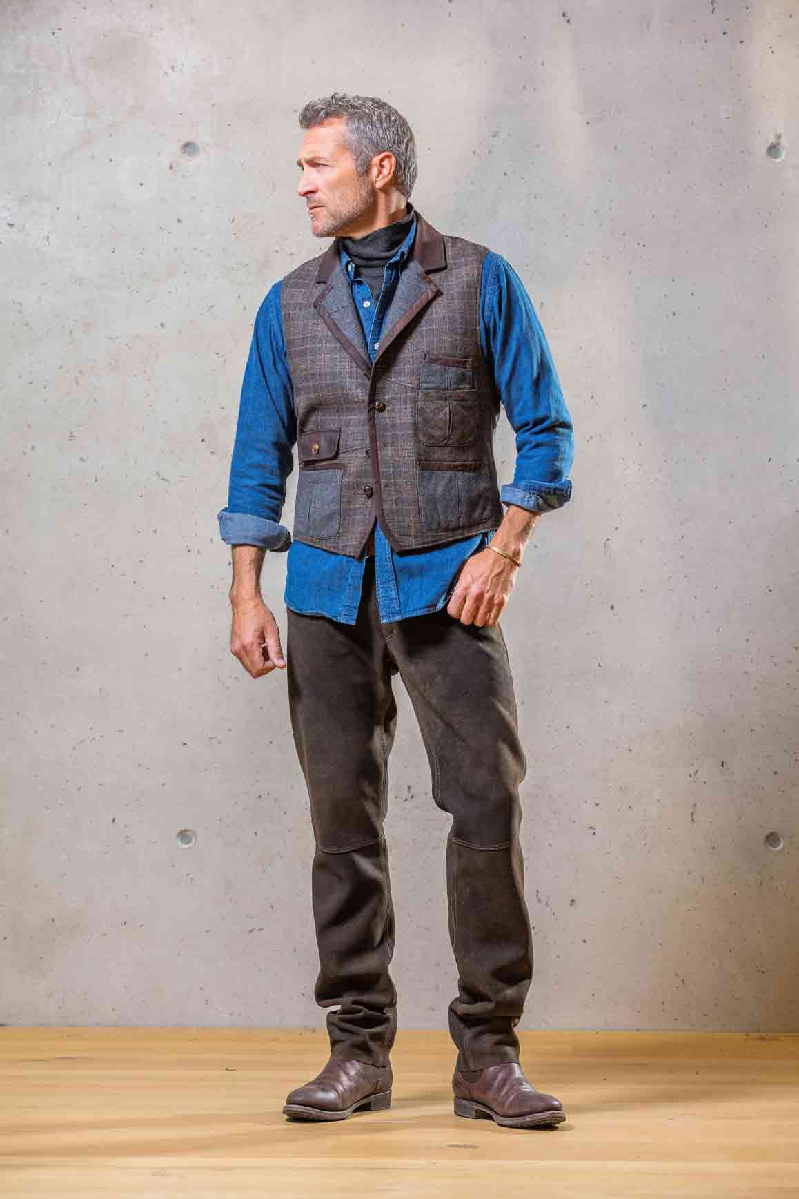 Fabric Vest Men “Max Phersons”, squared brown bordeaux (Kopie)