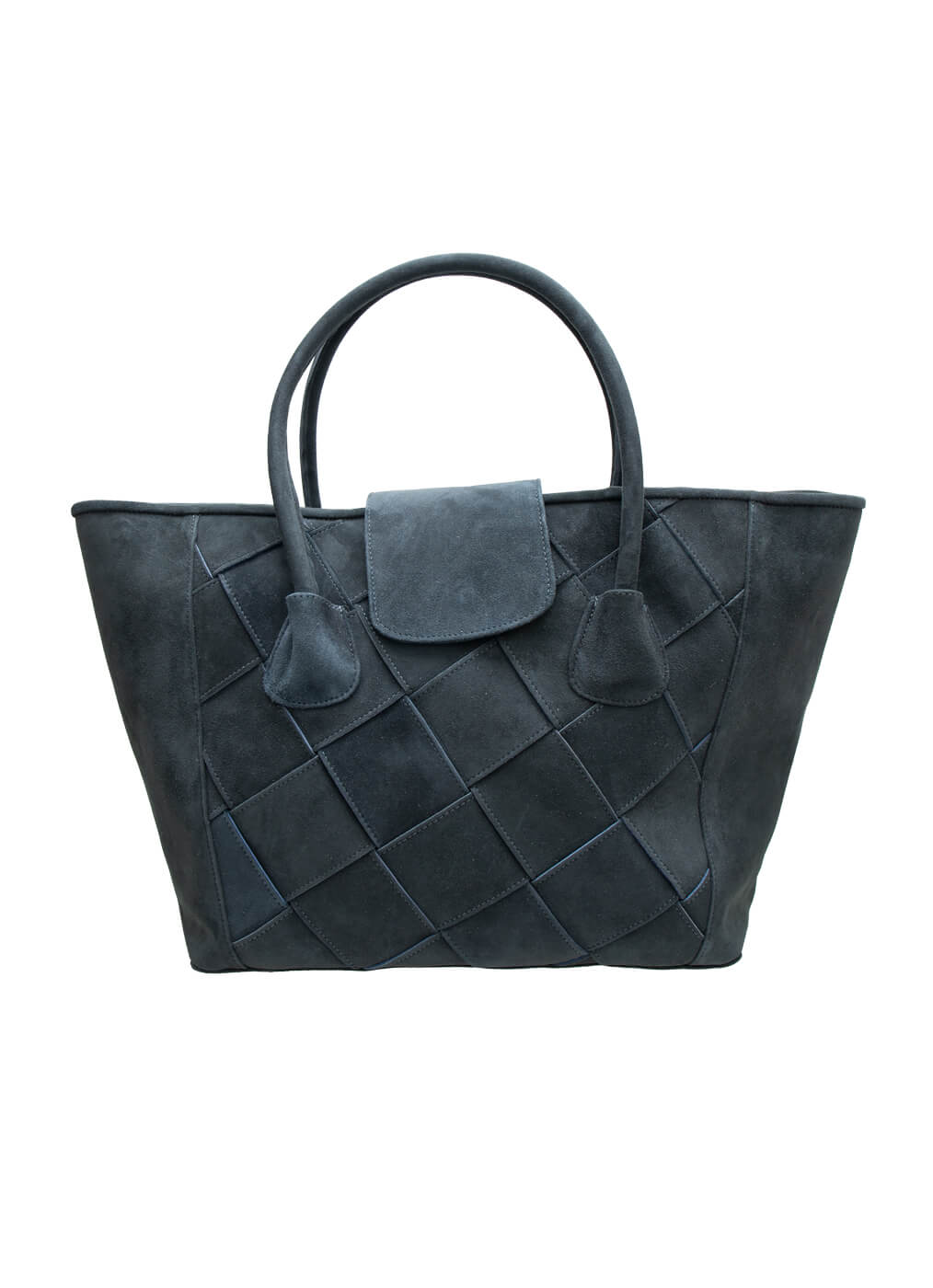 Goat Leather Bag “Ladies Basket Shopper”, dusty indigo