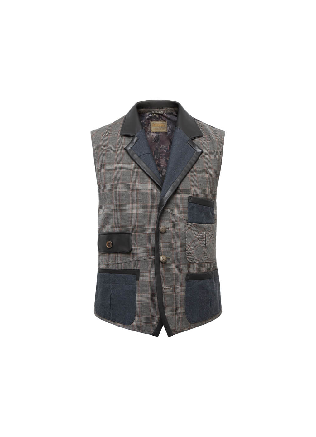 Fabric Vest Men “Max Phersons”, squared brown bordeaux