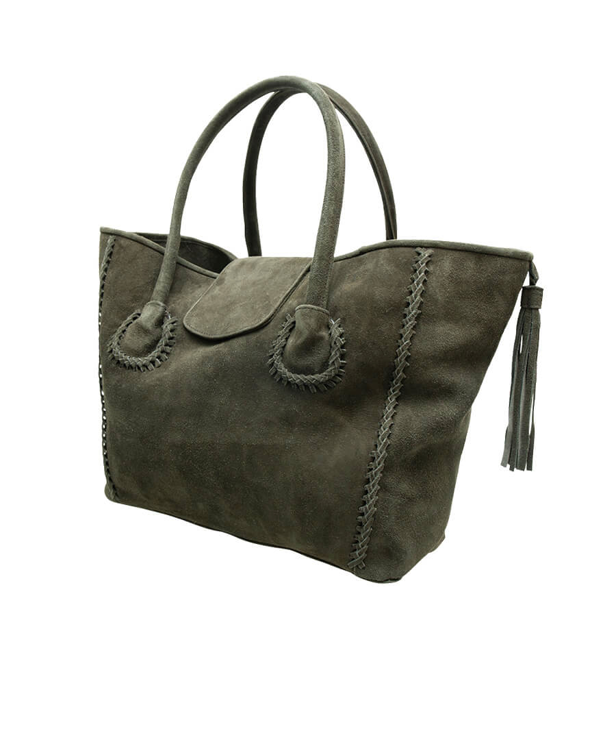 Goat Leather Bag “Best Friend Shopper, urban green