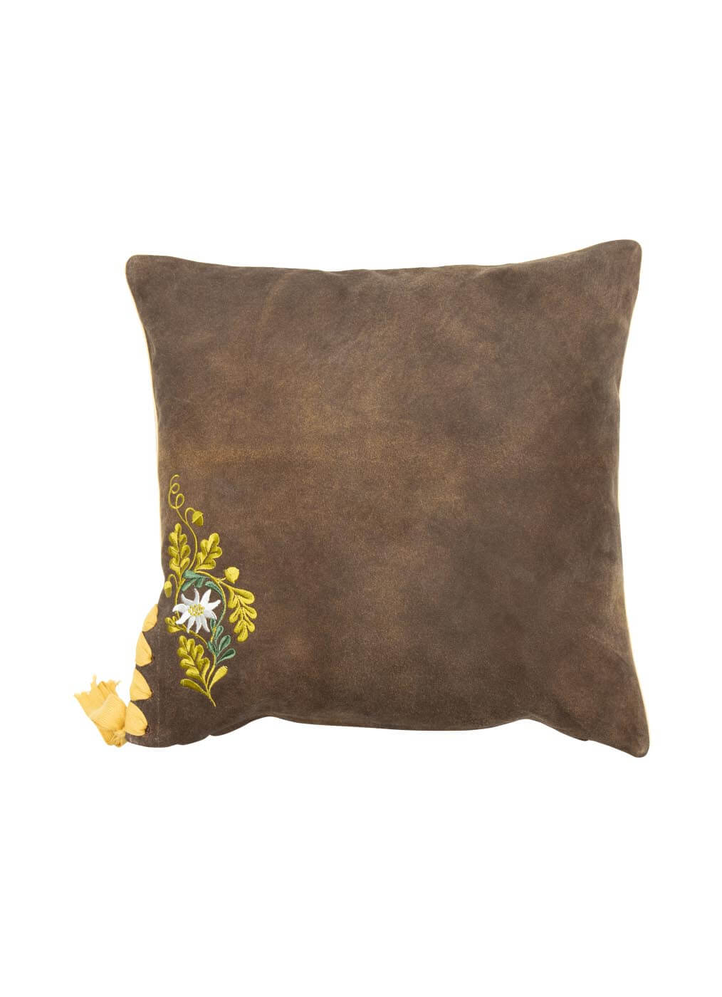 Loden/Leather Pillow “Almwiese”, maple