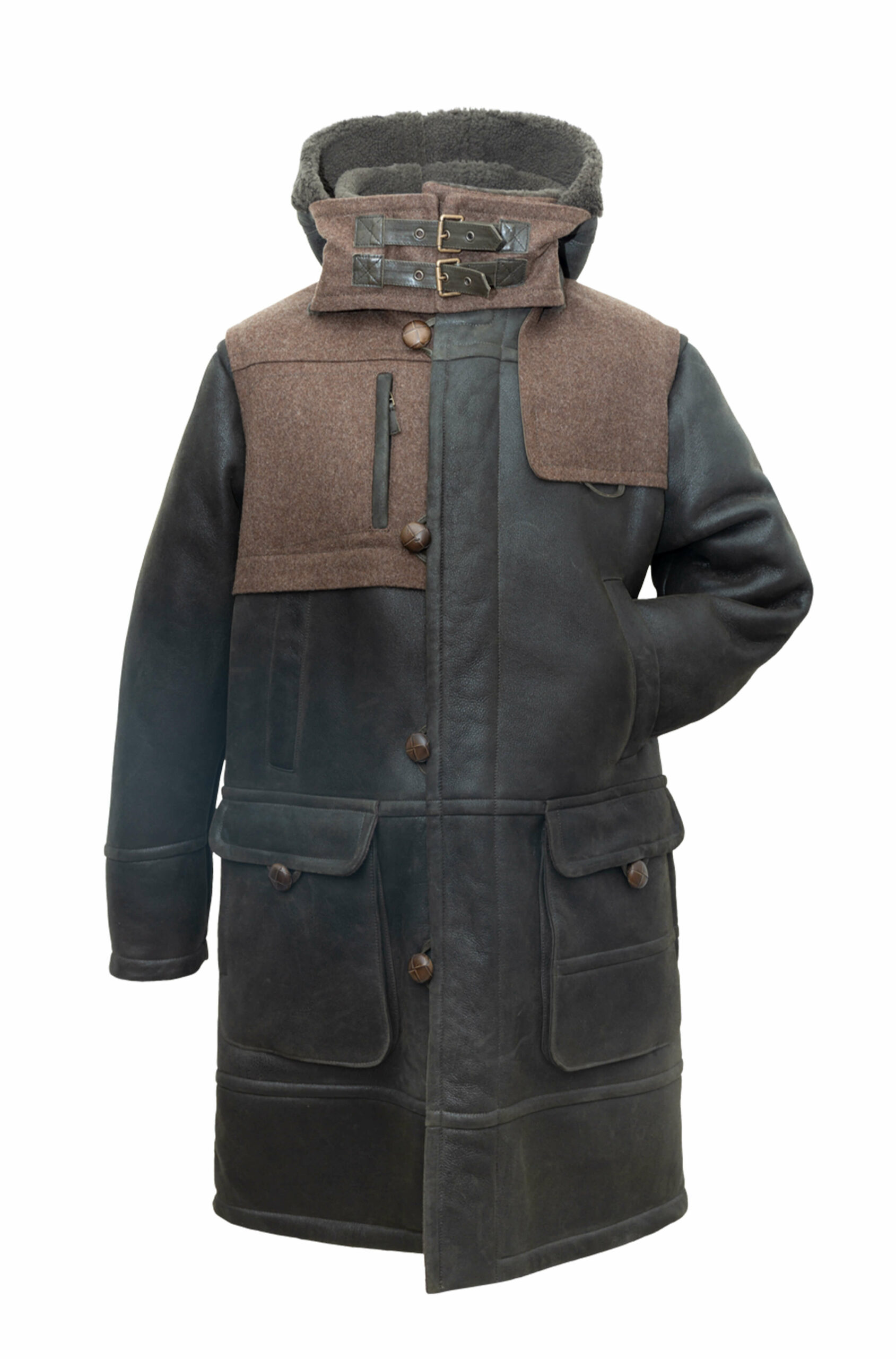 Lambskin Coat Men “Arctic Explorer”, dusty green