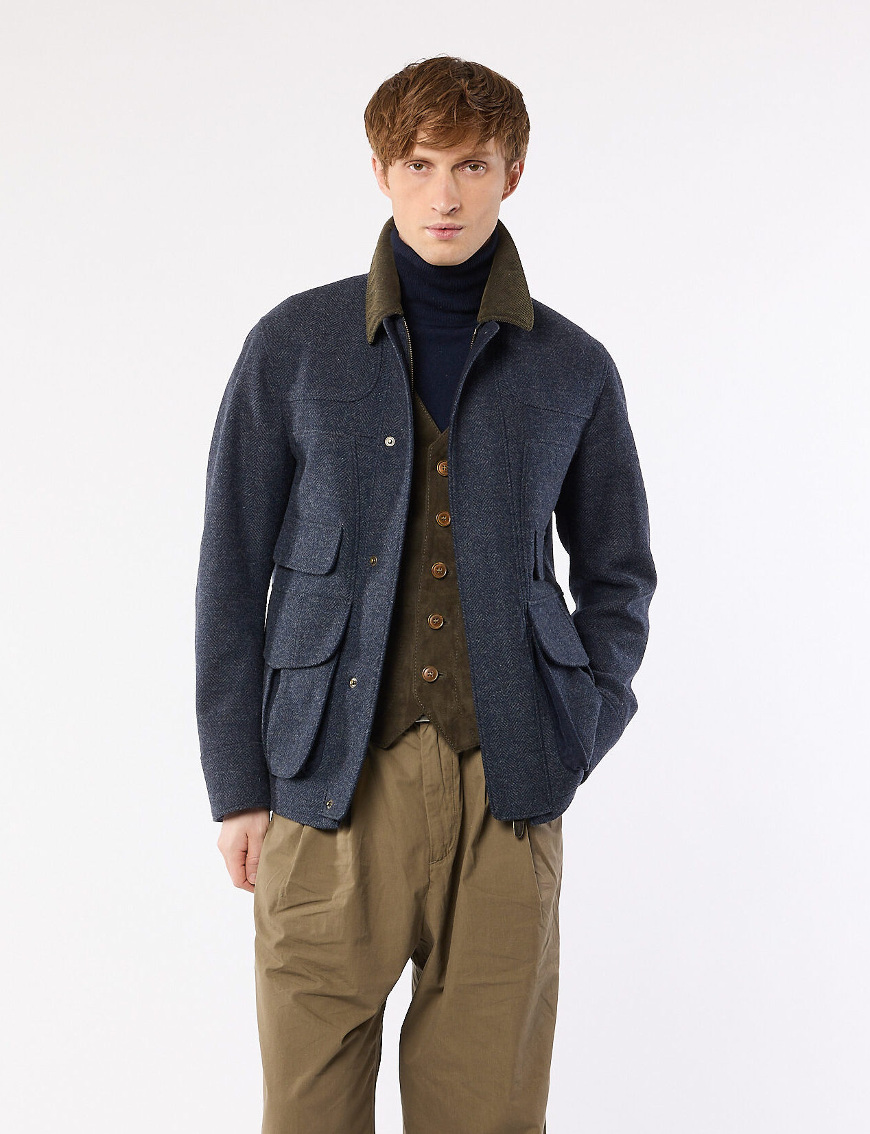 “Banff Mountain” Herren Jacket, Fischgrät Fine Wool, regent blue