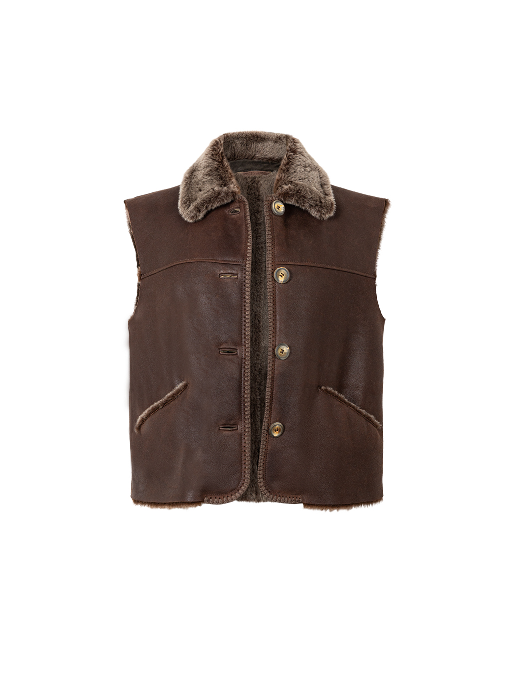 Lambskin Vest Women “Little Nell”, mahogany