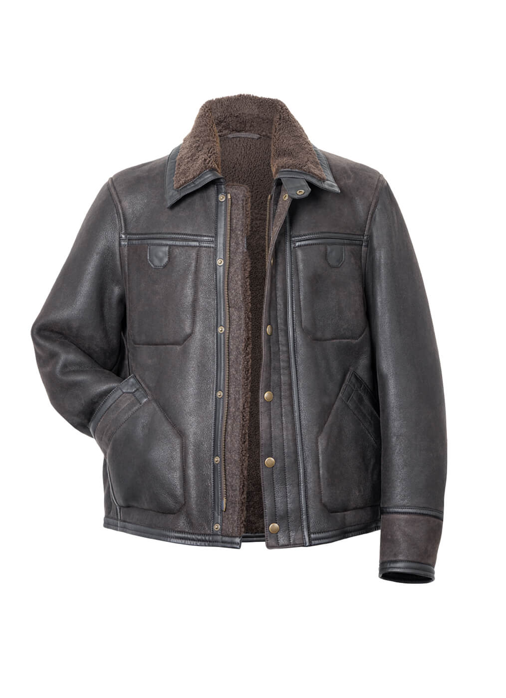Lammfell Jacket Herren “Matt”, black olive