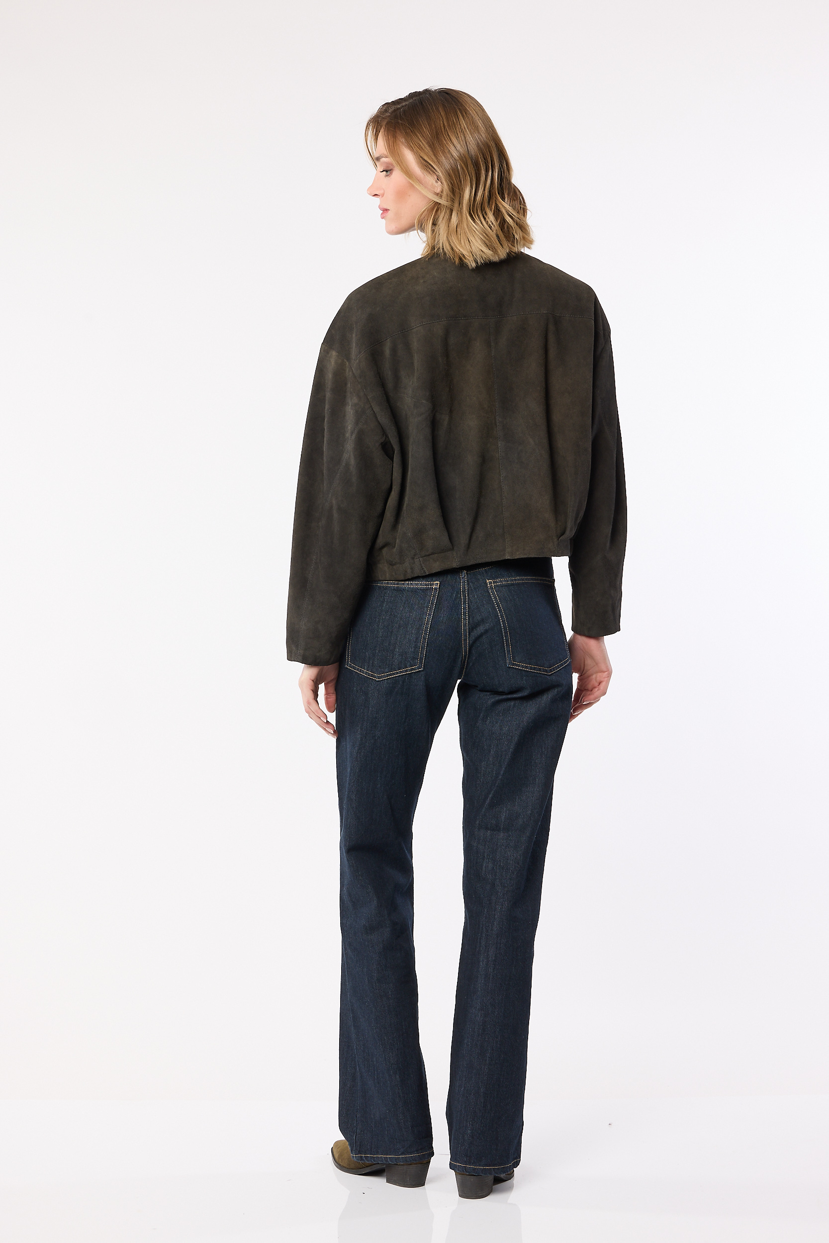 Goat Leather Jacket Women “Amber”, midnight brown