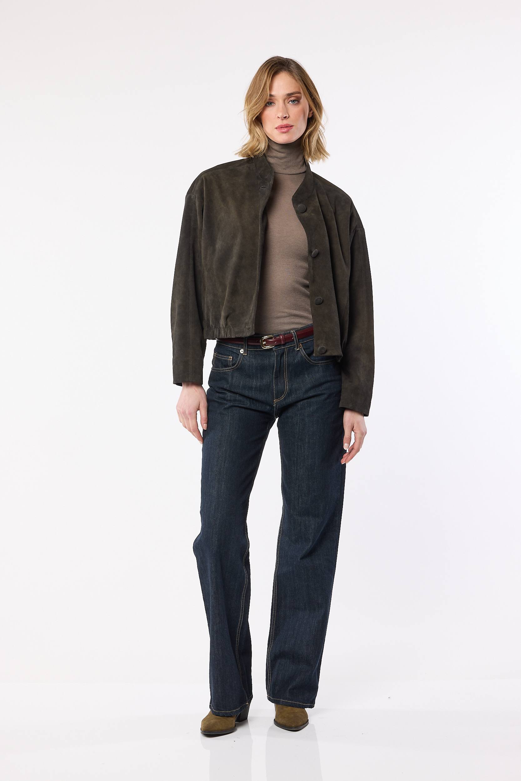 Goat Leather Jacket Women “Amber”, midnight brown