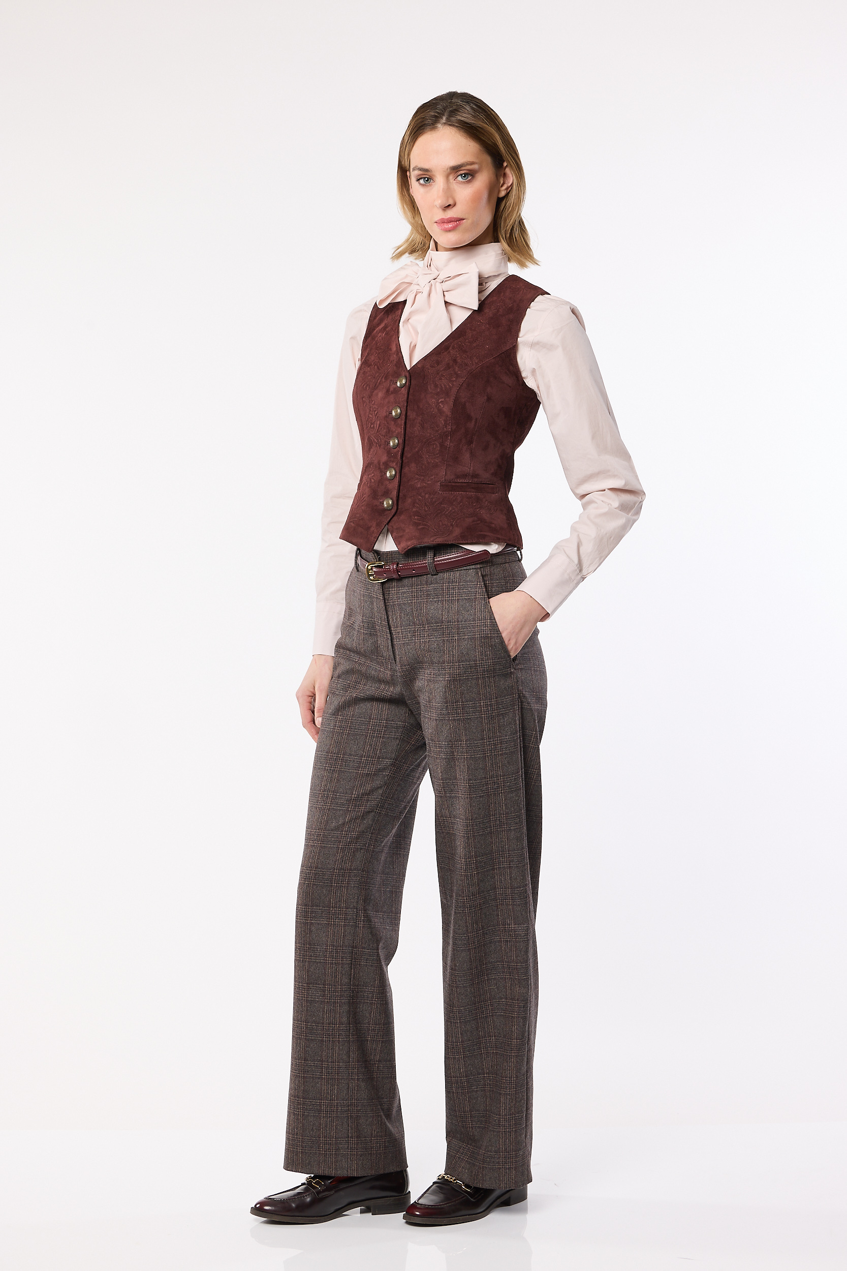Goat Leather Vest Women “Clementine”, oxblood