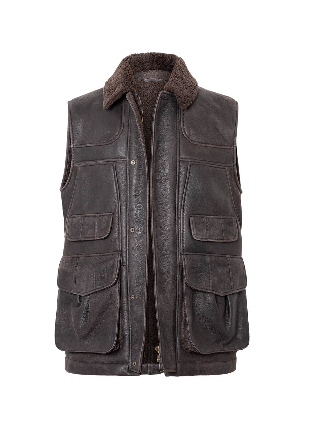 Lammfell Weste Herren “Montreal”, black olive