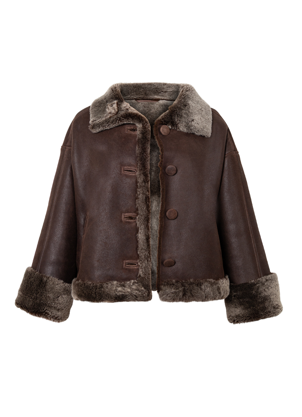 Lammfell Jacke Damen “Snowmass”, mahagoni