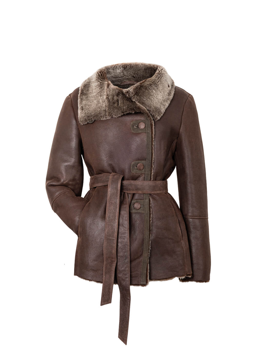 Lammfell Jacke Damen “Tisdale”, mahagoni