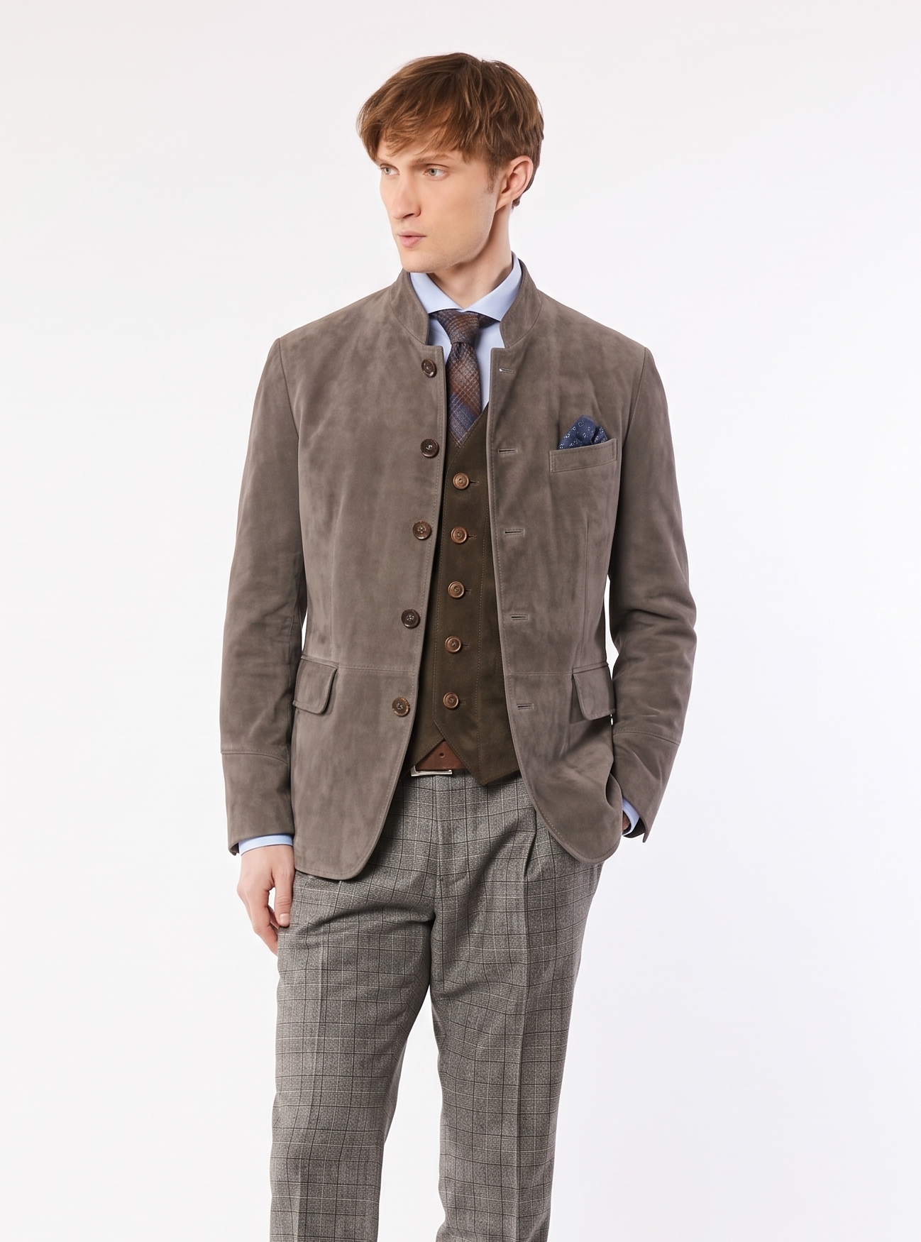 Ziegenleder Jacket Herren “Snowdon”, french grey