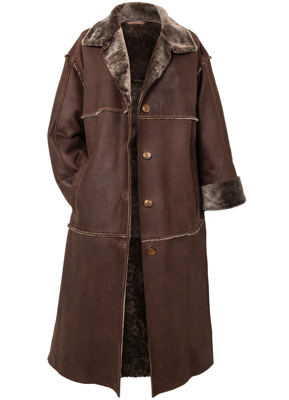Lammfell Mantel Damen “Aspen”, mahagoni