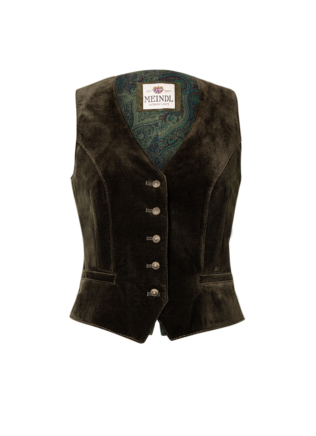 Samt Weste Damen “Charlotte”, black olive