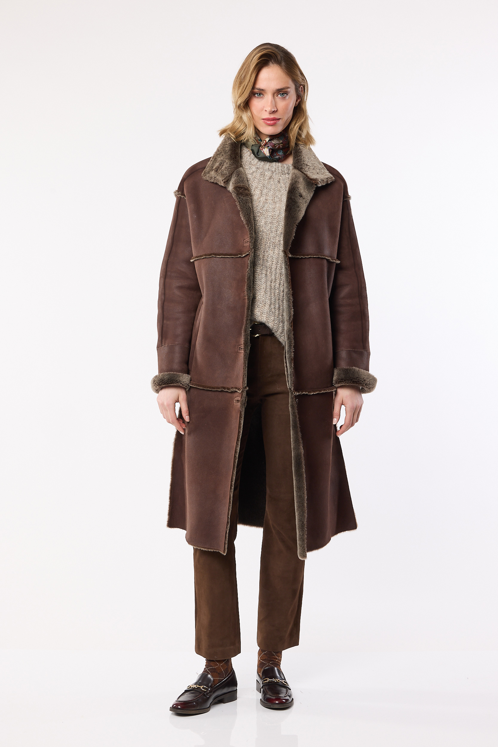 Women’s Shearling Coat “Aspen”, mahogany