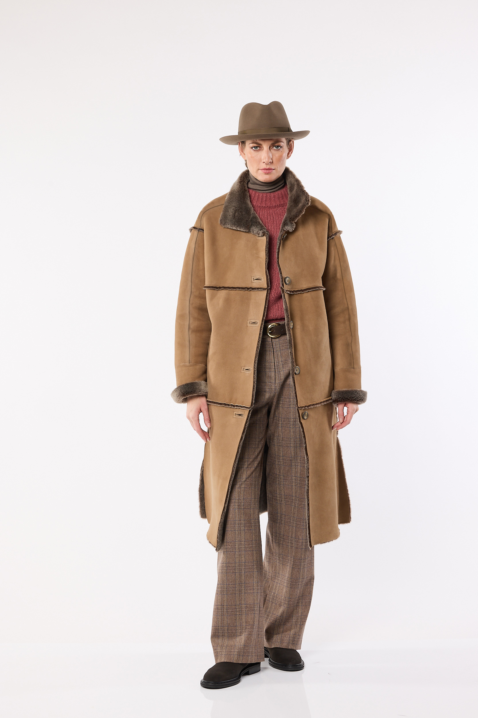 Woman’s Shearling Coat “Aspen”, camel